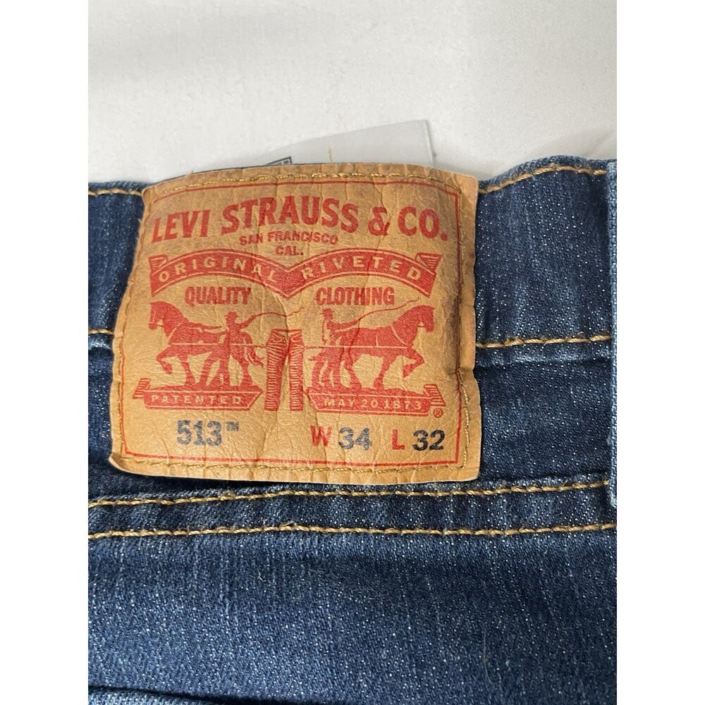 Levi’s 513 Men’s Jeans W34 L32 Blue Denim Slim Straight 100% Cotton - Picture 5 of 9